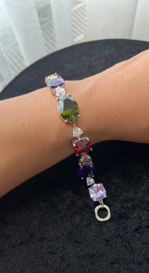 Kadın Çok Renkli Taşlı Modern Klasik Bileklik - Görsel 2