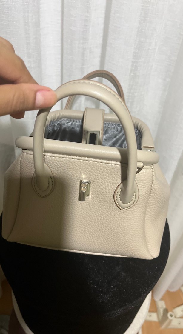 Bej Deri Kadın Çanta Tokalı Modern Klasik - Görsel 2