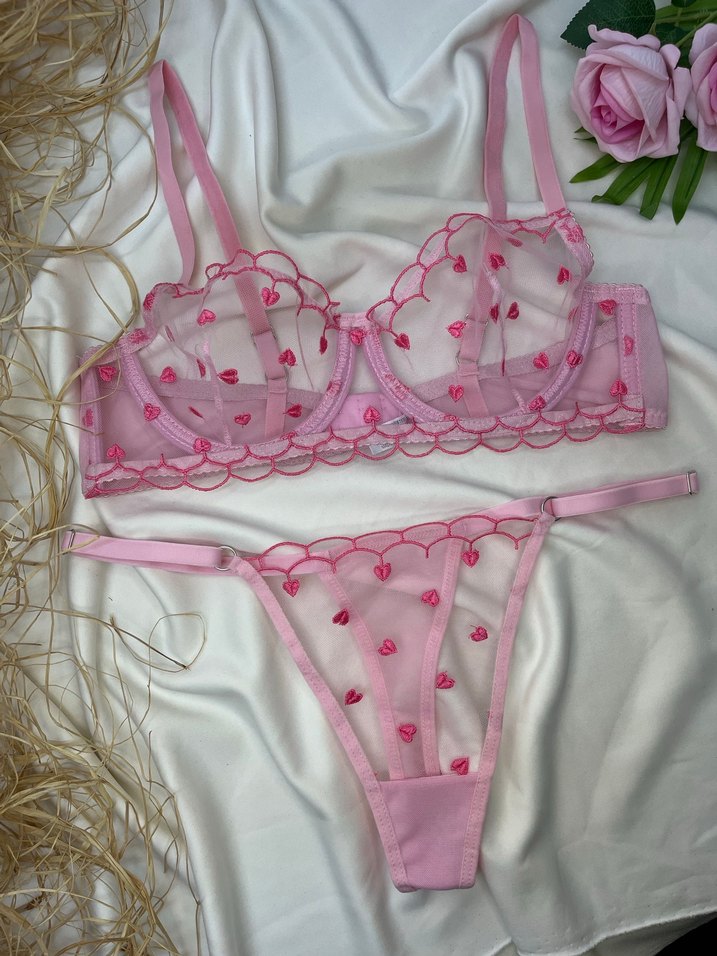 Nakışlı Pembe Bohem Sütyen Takımı - Görsel 2
