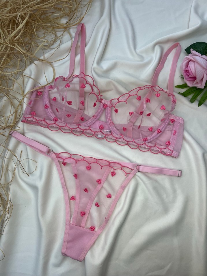 Nakışlı Pembe Bohem Sütyen Takımı - Görsel 3