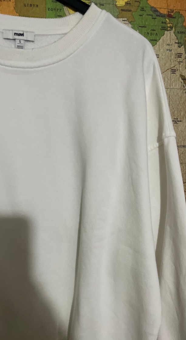 Mavi Beyaz Kadın Sweatshirt - Görsel 2