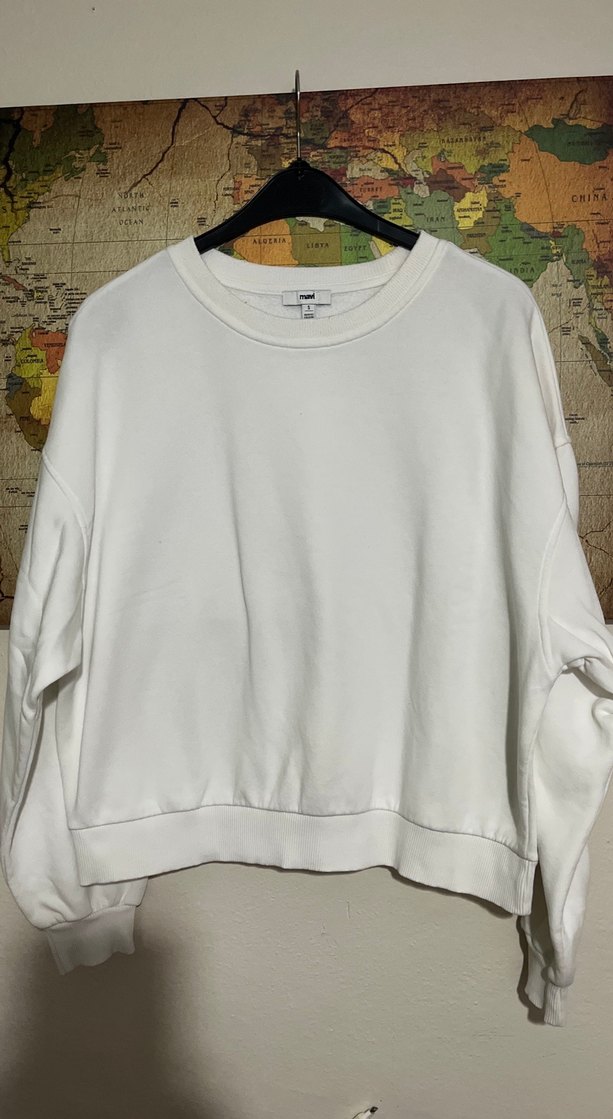 Mavi Beyaz Kadın Sweatshirt - Görsel 3