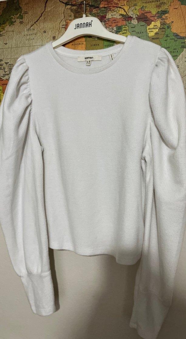 Koton Beyaz Kadın Pamuklu Sweatshirt - Görsel 3