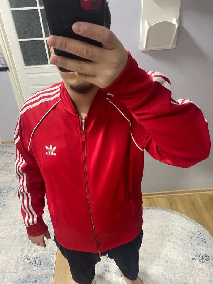 Kırmızı Fermuarlı Erkek Spor Ceket - Görsel 4