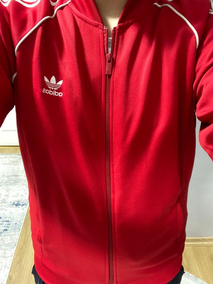 Kırmızı Fermuarlı Erkek Spor Ceket - Görsel 2