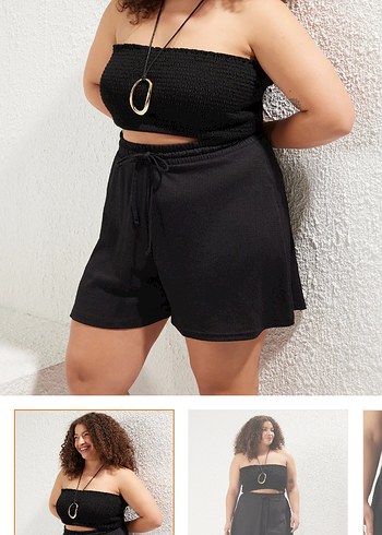 52 Beden Siyah örme büyük beden şort 6xl