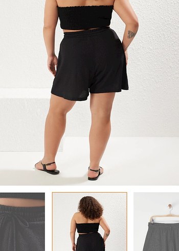 Trendyol & Milla Siyah örme büyük beden şort 6xl
