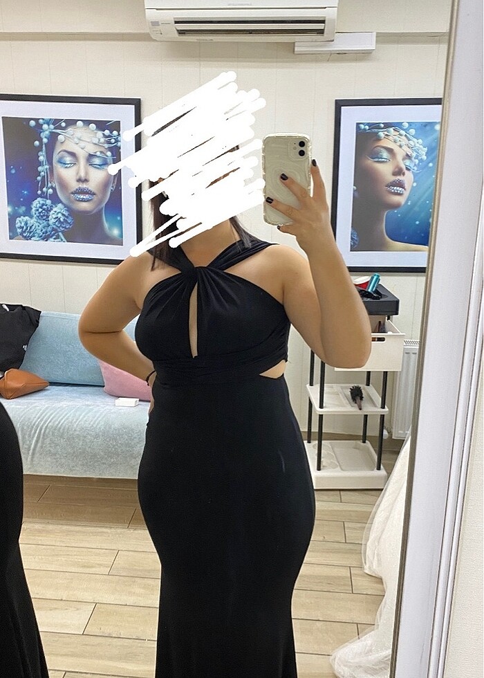 Siyah uzun gece elbisesi - Görsel 3