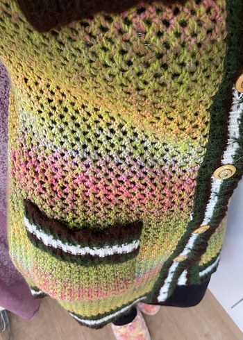 Kadın Çok Renkli Örgü Bohem Şal - Görsel 5