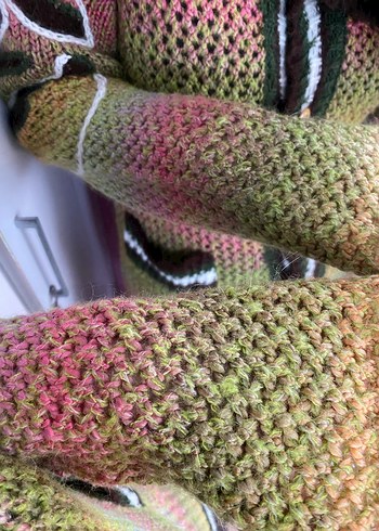 Kadın Çok Renkli Örgü Bohem Şal - Görsel 6