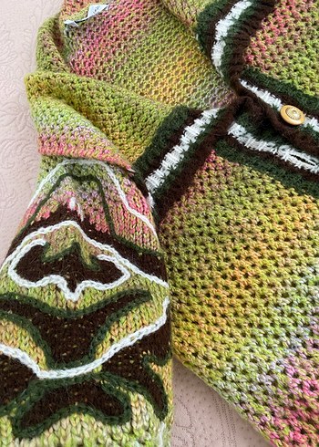 Kadın Çok Renkli Örgü Bohem Şal - Görsel 4