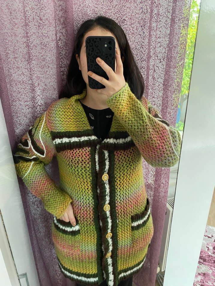 Kadın Çok Renkli Örgü Bohem Şal - Görsel 2