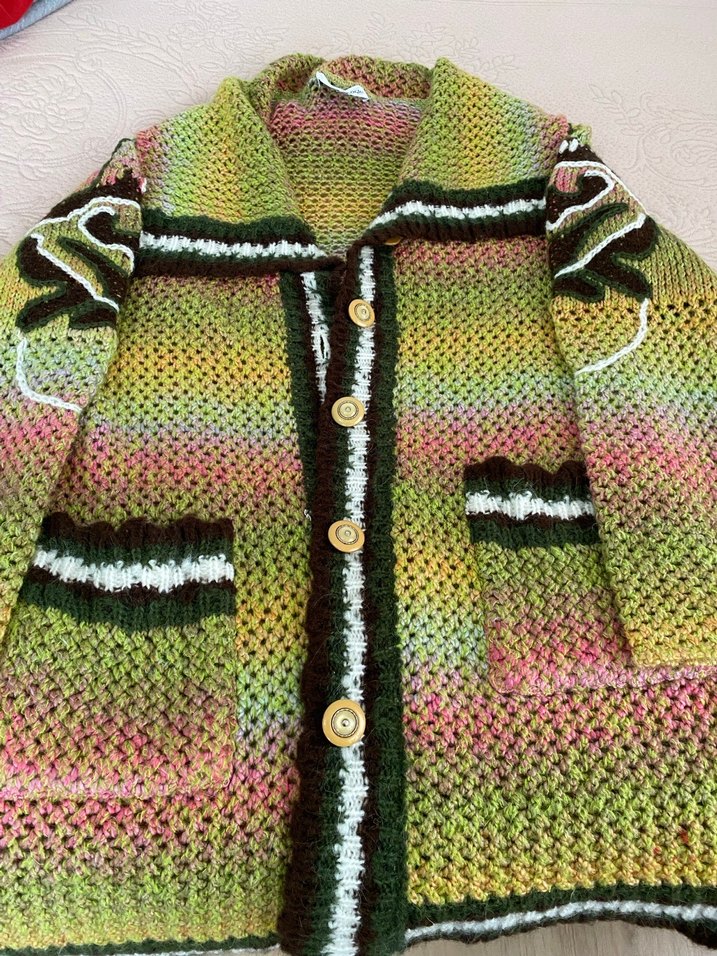 Kadın Çok Renkli Örgü Bohem Şal - Görsel 3