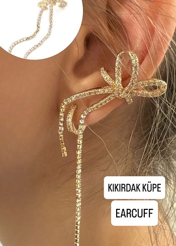 Altın Renkli Fiyonk Detaylı Uzun Küpe