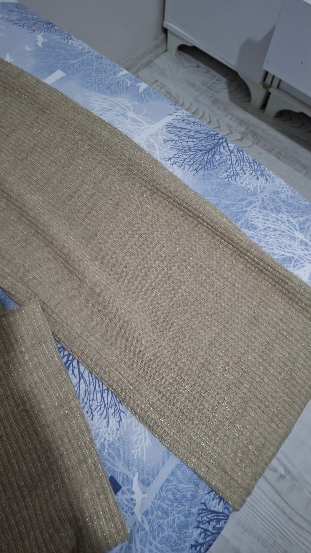 Simli pantolon, lastikli bel, bol kesim - Görsel 3