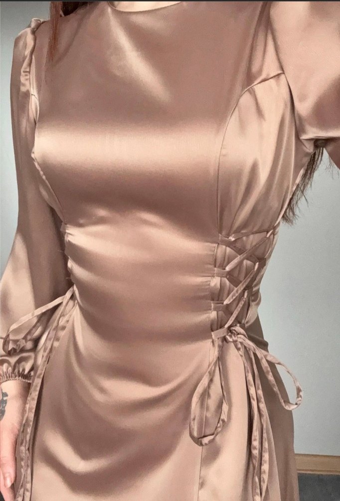 Saten bel korseli elbise - Görsel 2