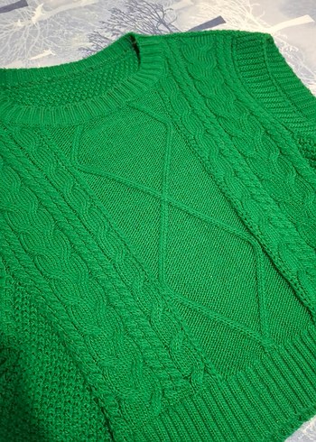Yeşil Örgü Kolsuz Balıkçı Yaka Süveter - Görsel 2