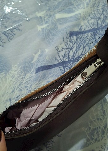 Kahverengi Taş Detaylı Mini Omuz Çantası (Baguette Model) - Görsel 5