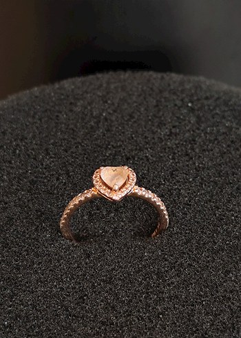 Pandora altın kaplamalı 54 size gümüş Pembe taşlı yüzük