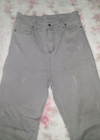 kadın bol paça yüksek bel kot pantolon - Görsel 4