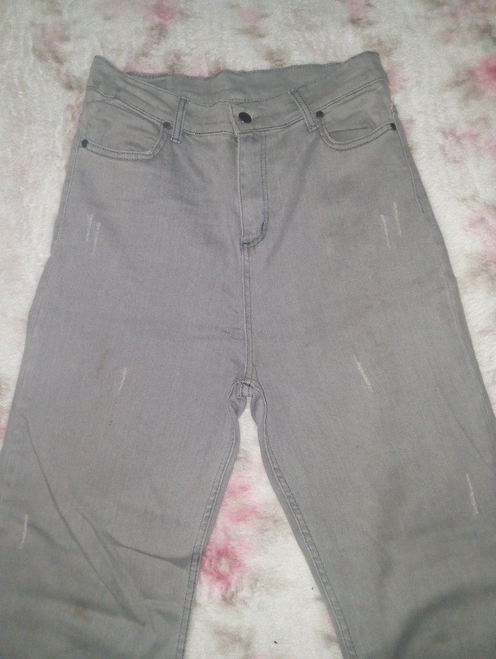 kadın bol paça yüksek bel kot pantolon - Görsel 4