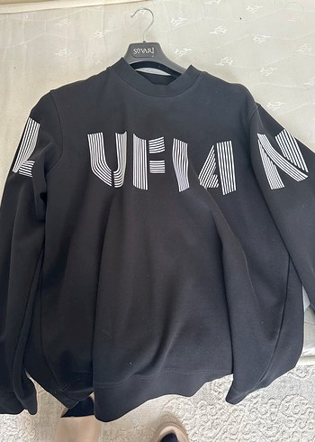 Lufian Sokak Stili Siyah Baskili Sweatshirt