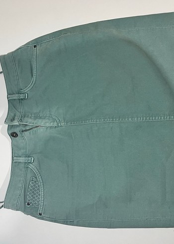 m Beden Denim Yeşil Kadın Midi Kot Etek