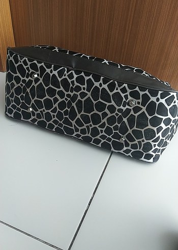 Beden siyah Renk Siyah Beyaz Deri Zebra Desenli Kadın Çanta