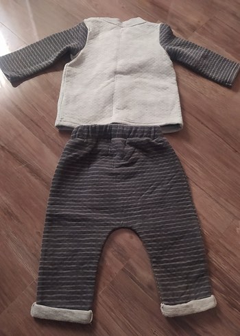 H&M Gri Nakışlı Erkek Bebek Takımı