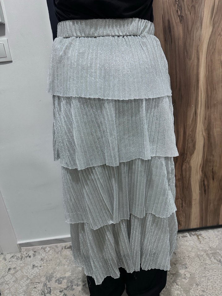 Gri Kadın Uzun Pilili Etek Trendyol marka - Görsel 2