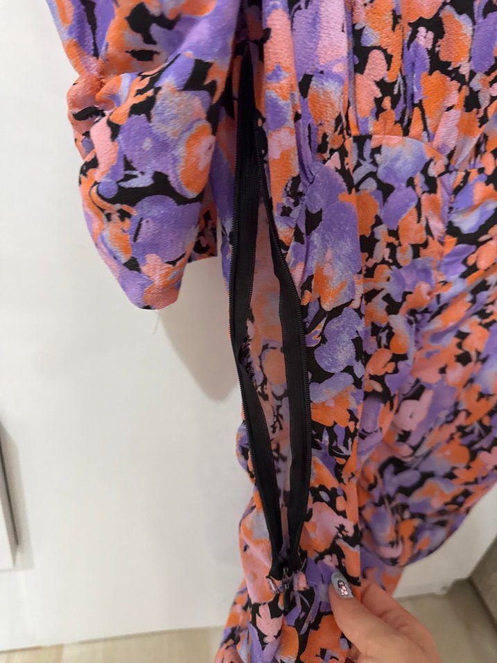 Drapeli V Yakalı Midi Kadın Elbise - Görsel 5