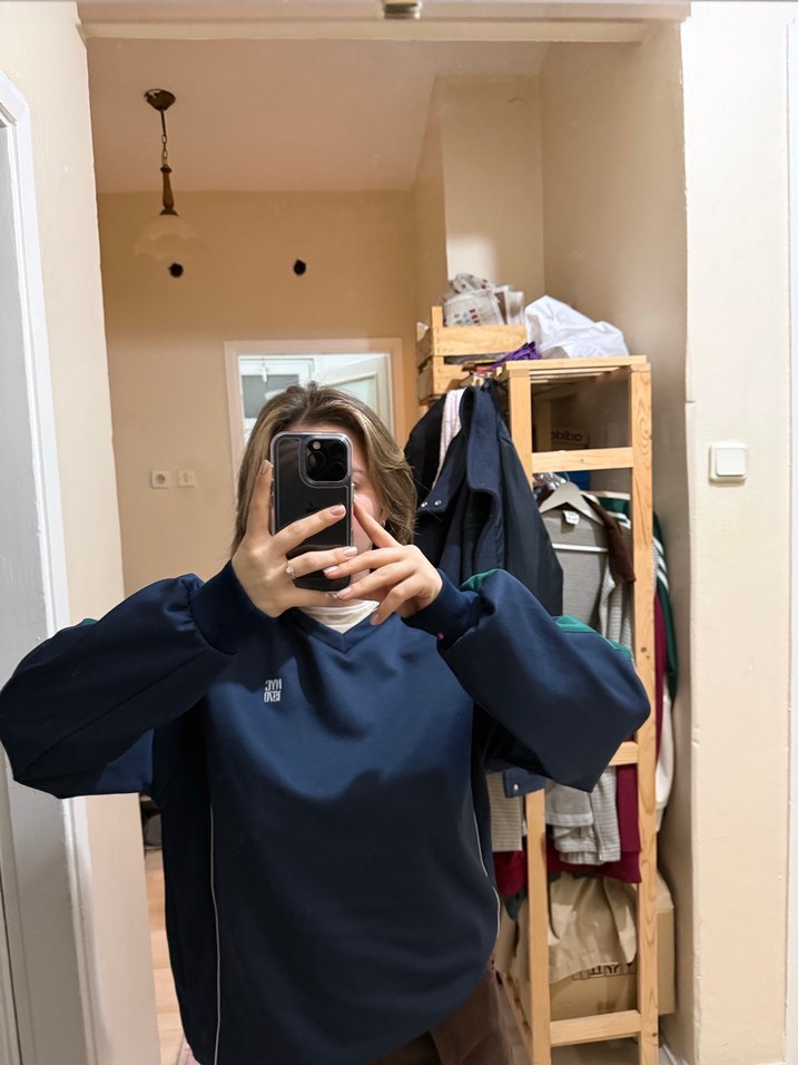 Kadın Lacivert Uzun Kollu Sweatshirt - Görsel 3