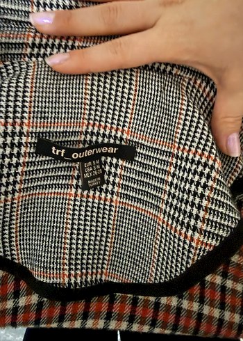 Kadın Gri Ekose Düğmeli Midi Blazer - Görsel 4