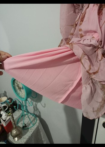 Pembe Bohem Uzun Kollu Mini Elbise - Görsel 8