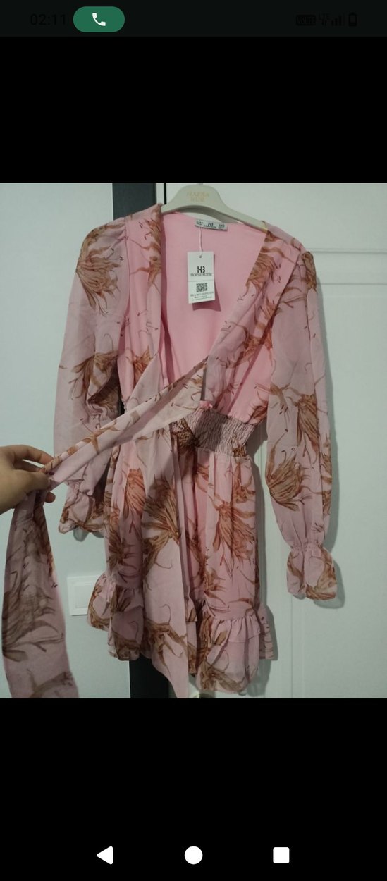 Pembe Bohem Uzun Kollu Mini Elbise - Görsel 4