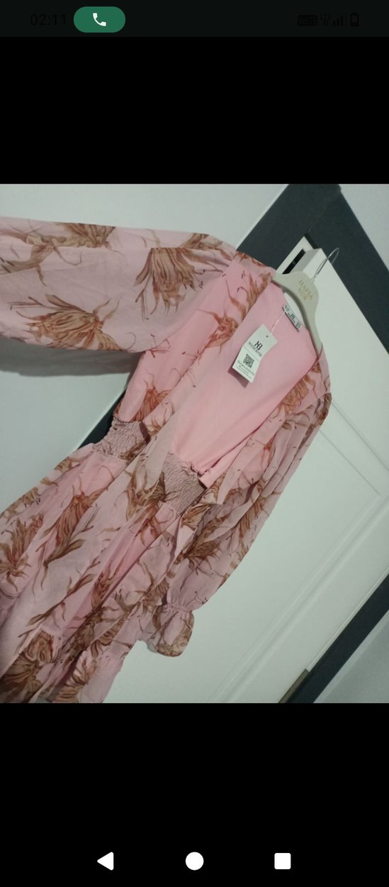 Pembe Bohem Uzun Kollu Mini Elbise - Görsel 3