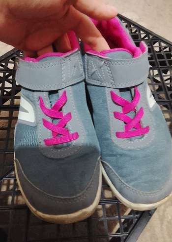 Kız Çocuk Gri Spor Ayakkabı Velcro Bantlı - Görsel 4