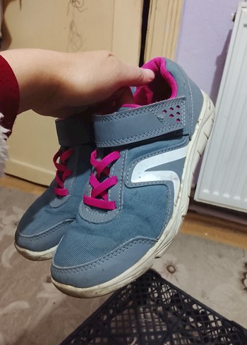 Kız Çocuk Gri Spor Ayakkabı Velcro Bantlı - Görsel 5