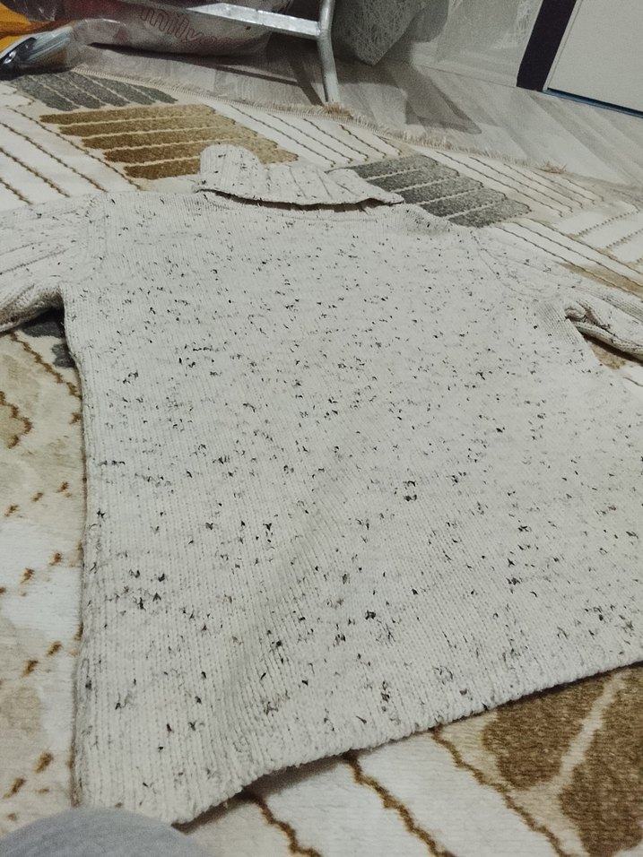 Gri Örgü Boğazlı Kadın Kazak - Görsel 4