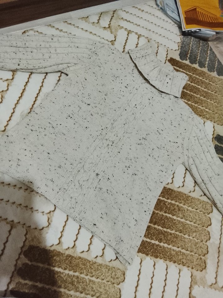 Gri Örgü Boğazlı Kadın Kazak - Görsel 5