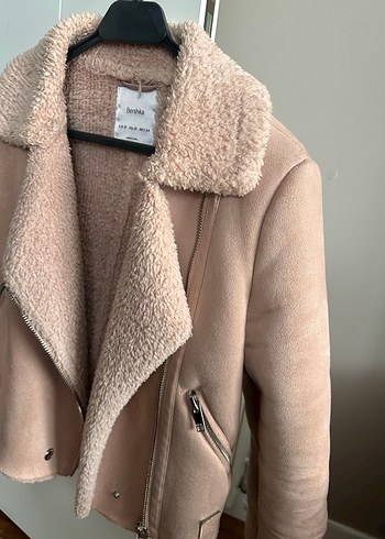 Kürklü Süet pembe Kadın Ceket