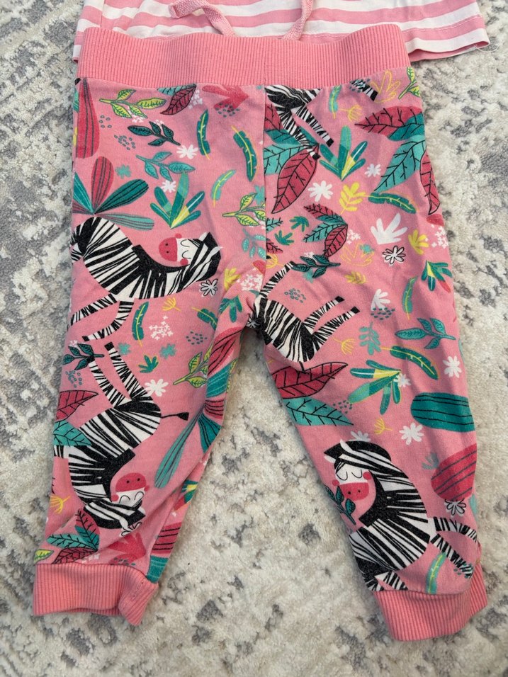 Kız Çocuk Pembe Zebra Desenli Tayt eşofman altı - Görsel 2