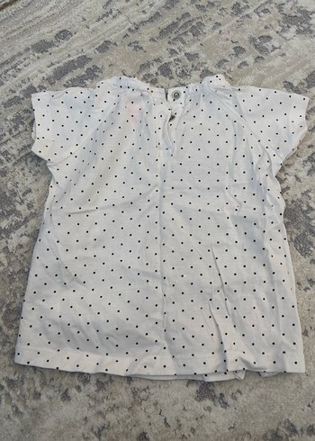 Kız Çocuk Gri Puantiyeli Dantelli Tişört - Görsel 3