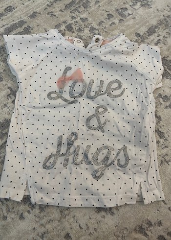 Kız Çocuk Gri Puantiyeli Dantelli Tişört - Görsel 4