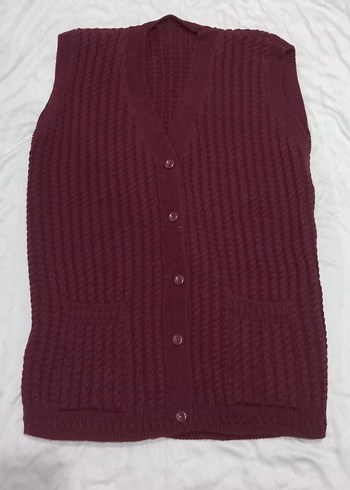Bordo Örgü Anne yeleği - Görsel 2
