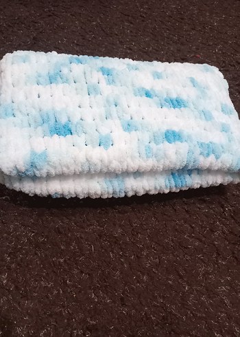 Çocuk Örgü Battaniye - Pastel Mavi - Görsel 4