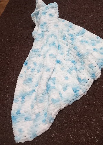 Çocuk Örgü Battaniye - Pastel Mavi - Görsel 6