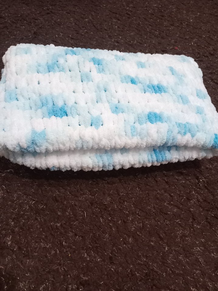 Çocuk Örgü Battaniye - Pastel Mavi - Görsel 4