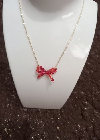 Kırmızı Boncuklu Mini Kolye - Görsel 3