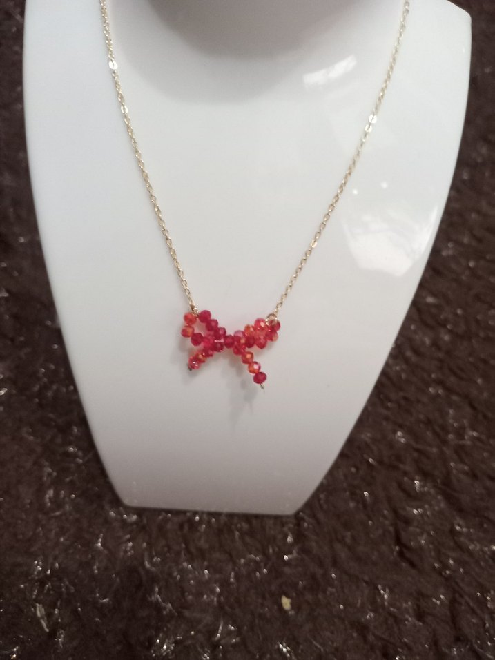 Kırmızı Boncuklu Mini Kolye - Görsel 3